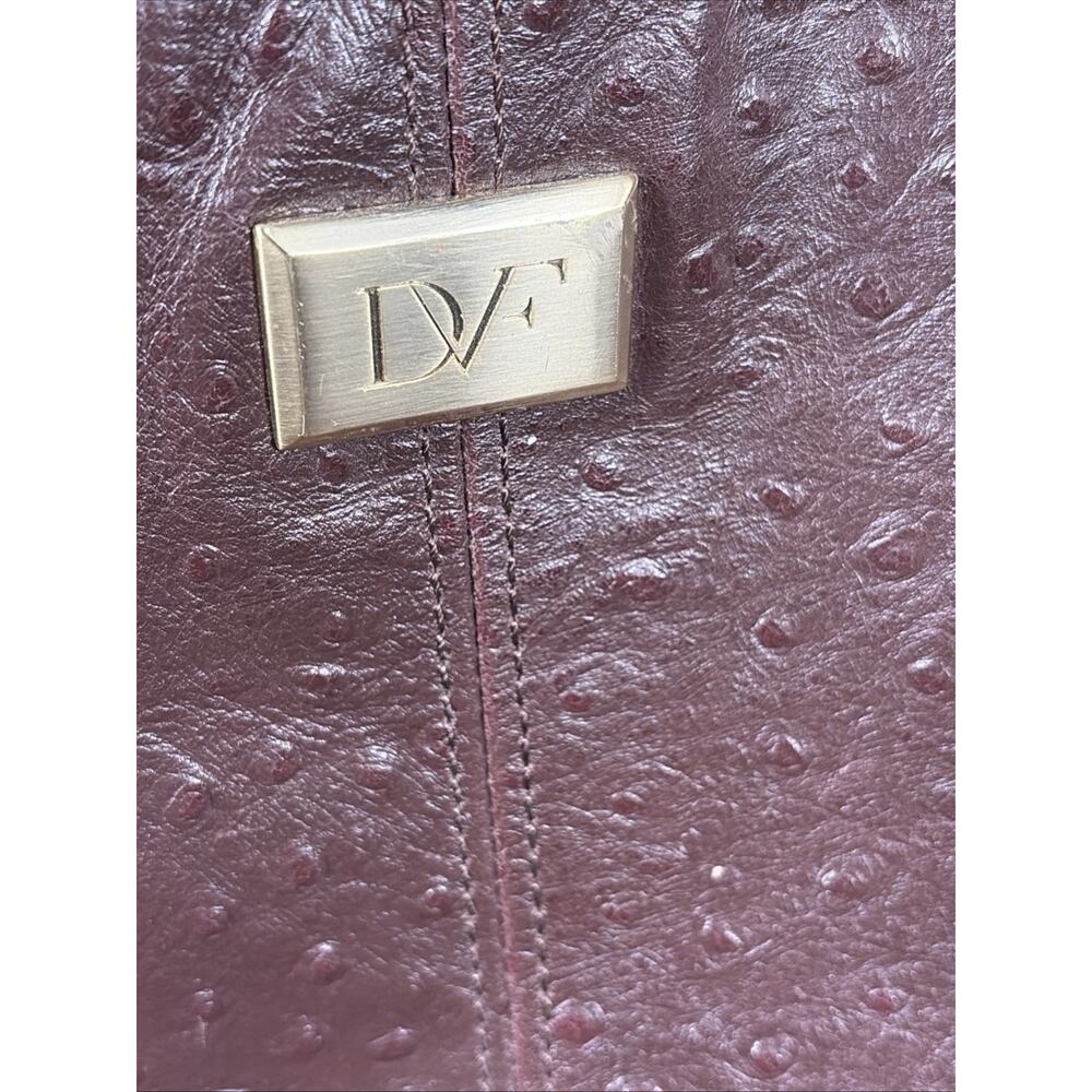 Diane von Furstenberg Addison Burgundy Ostrich Embroidered Leather Tote - Picture 2 of 13